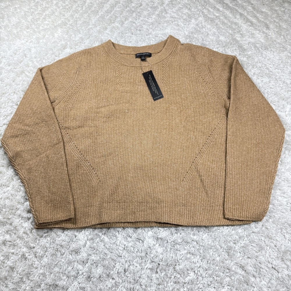 Banana Republic Sweater Womens XL Camel Crewneck Capsule Minimalist Clean Girl